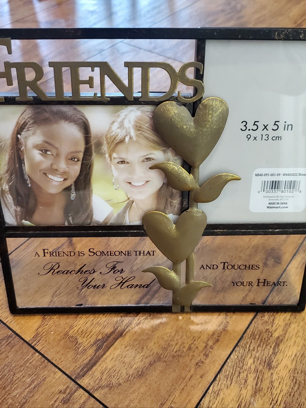 Friends 3.5x5 Bronze Metal Picture Frame Heart Friendship Gift Decor